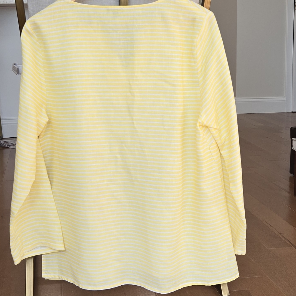 TALBOTS 100% LINEN TALBOTS  BEADED EMBRODERD TOP SMALL - Picture 8 of 11